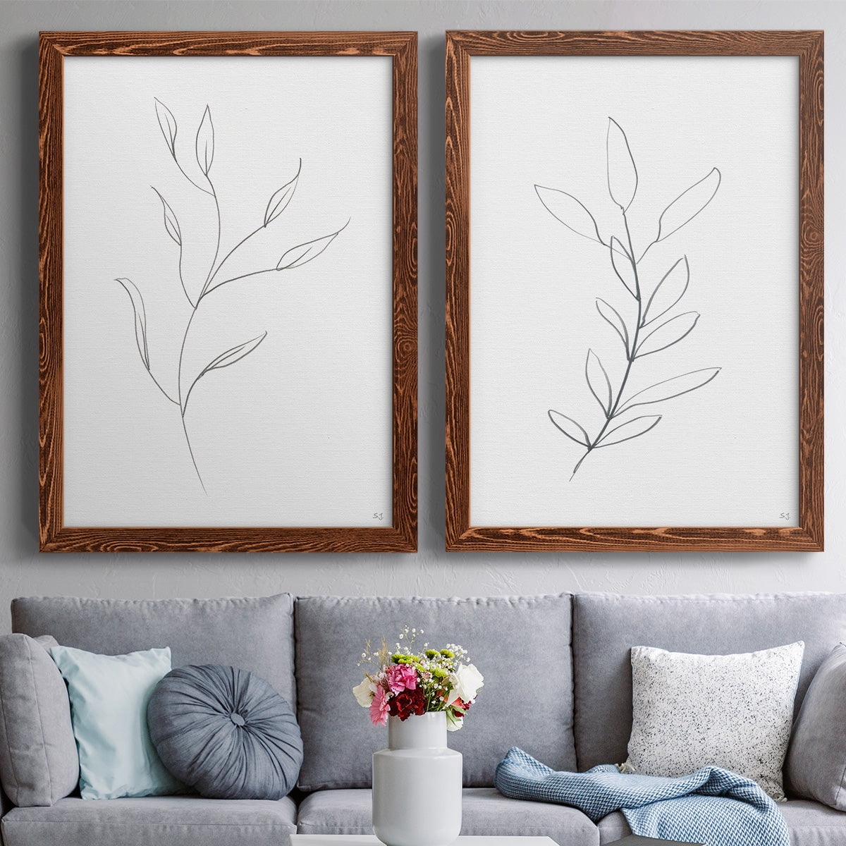 Botanical Gesture I - Premium Framed Canvas 2 Piece Set - Ready to Hang
