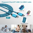 thumbnail image 3 of USB C Charger, Hootek Type C Charging Block with 2 Pack 6FT Type C Cables 25W Dual Port Type C Charger 6FT USB C Block Fast Android Charger Block Phone Charger Block with USB C Charging Cable, Blue, 3 of 8
