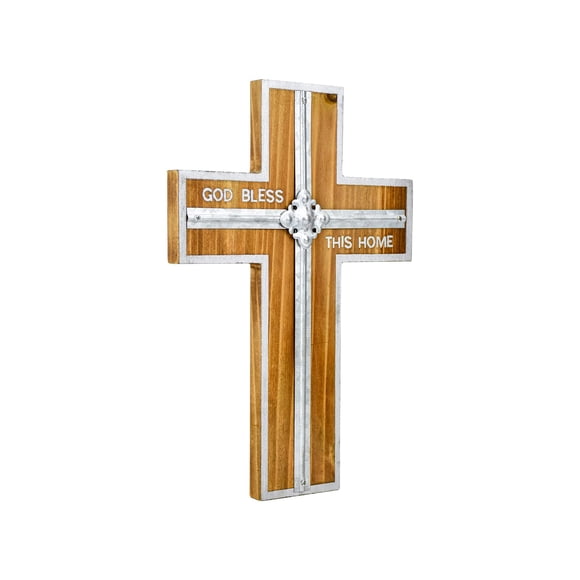Cruz de Pared de Madera OKSQW 28x19 cm Decoración Rústica Vintage
