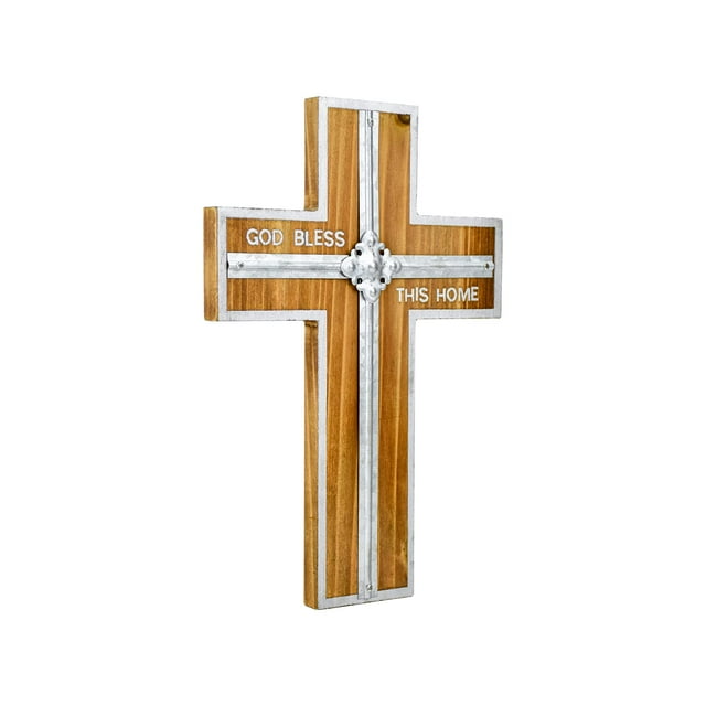 Cruz de Pared de Madera OKSQW 28x19 cm Decoración Rústica Vintage