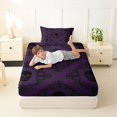 thumbnail image 4 of Homewish Boho Hipple Skull Twin Sheets,Vintage Purple Damask Bedding,Halloween Gothic Bed Set,3-Piece,1 Fitted Sheet and 1 Pillowcase, 4 of 6