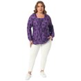 thumbnail image 3 of DARING DIVA  Women's Plus Floral Square Neck Blouse 4X Purple, 3 of 6