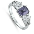 thumbnail image 4 of CHOOSE YOUR COLOR Clear CZ Elegant Ring .925 Sterling Silver Band Purple Jewelry Female Size 10, 4 of 4