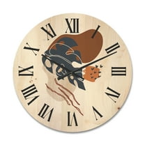 Designart 'Abstract Flowers Plants With Elementary Shapes III' Modern Wood Wall Clock