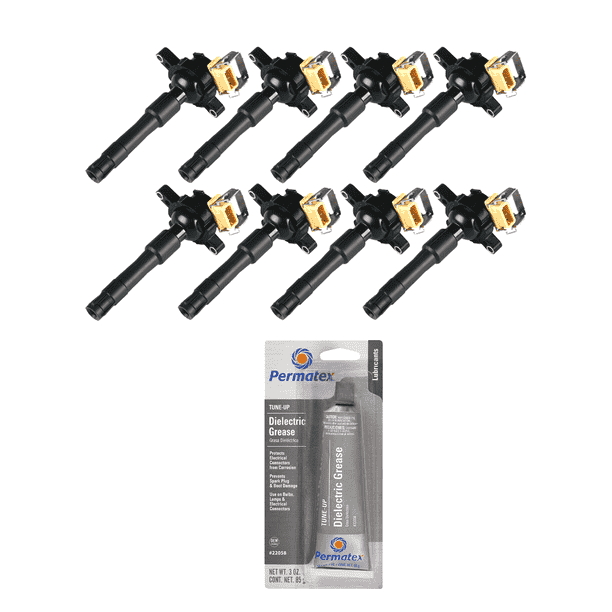 Set of 8 Ignition Coils and Permatex 22058 Dielectric TuneUp Grease