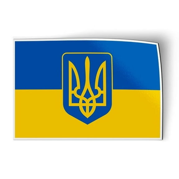Ukraine Flag with Coat of Arms - 5.5" Magnet for Car Locker Refrigerator
