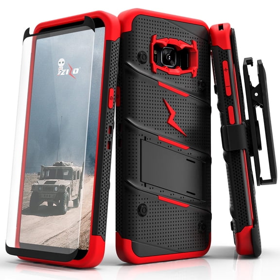 galaxy note 8 / s8 / s8 plus case, zizo bolt w/ screen protector and holster