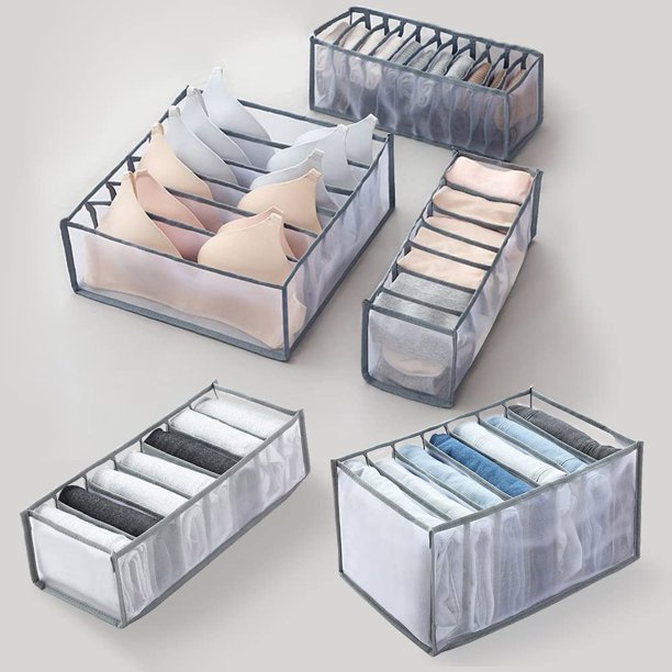 5 Pcs Wardrobe Clothes Organizer Portable Storage Baskets, Jeans