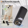 thumbnail image 6 of Retro wallet card slot holder leather case for iPhone 16 pro max 15 plus 14 13 12/12pro 11 with wrist strap shockproof stand cover, 6 of 10