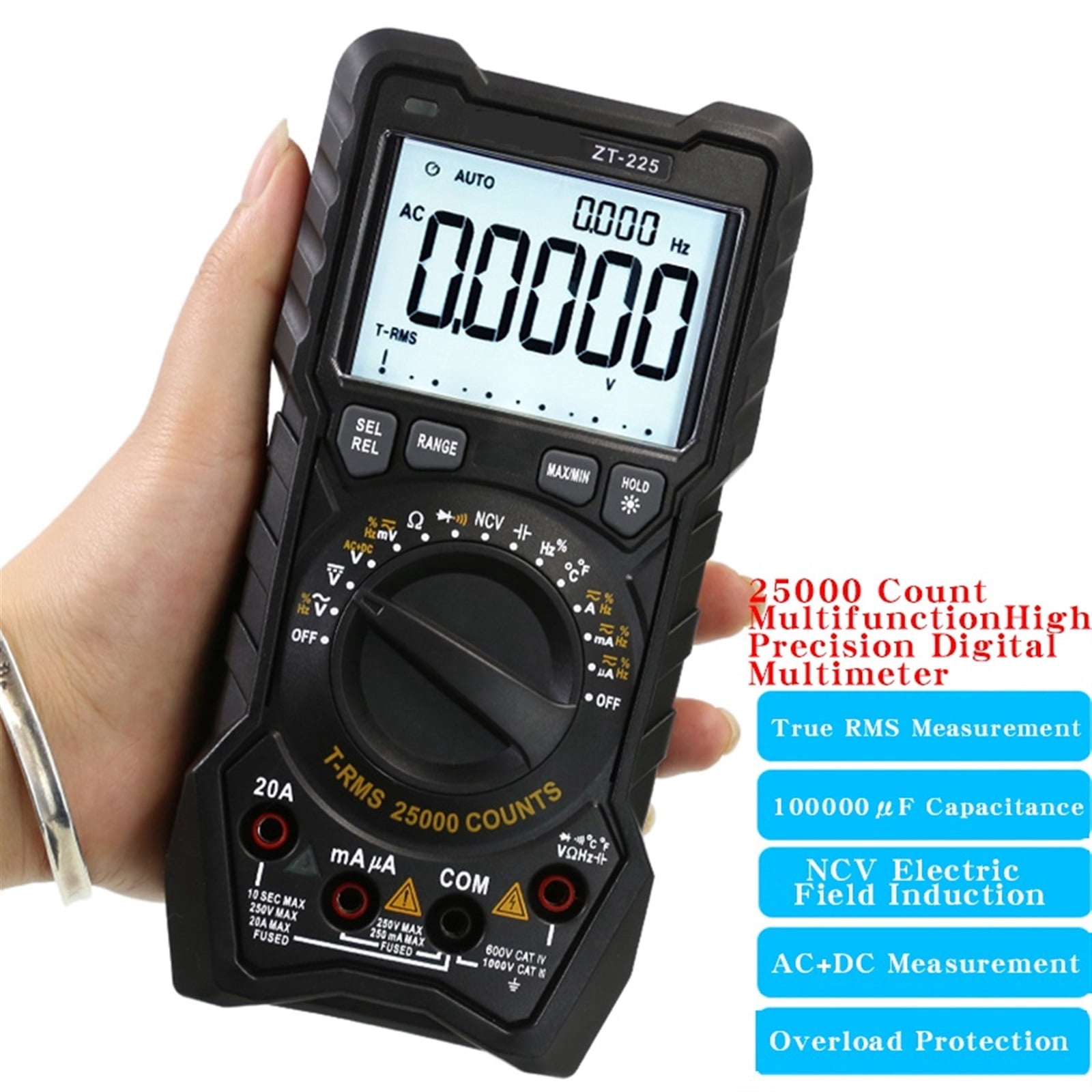 25000 Count ZT-225 High Precision Automatic Range Intelligent Multimeter, Universal Meter ,Accurate and Speed