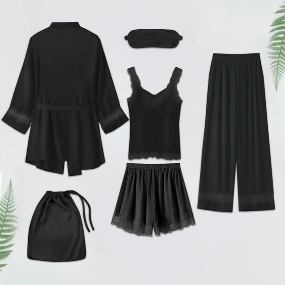 SHITINN Women's Style Striped 4 Piece Sleepwear Set before Christmas Pajamas Women Bridal Party Getting Ready Outfits Women Warm Pajamas