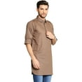 thumbnail image 4 of In-Sattva Men's Pullover Pathani Rollup Sleeve Kurta Tunic with Shoulder Strap; Camel Brown; SM, 4 of 6