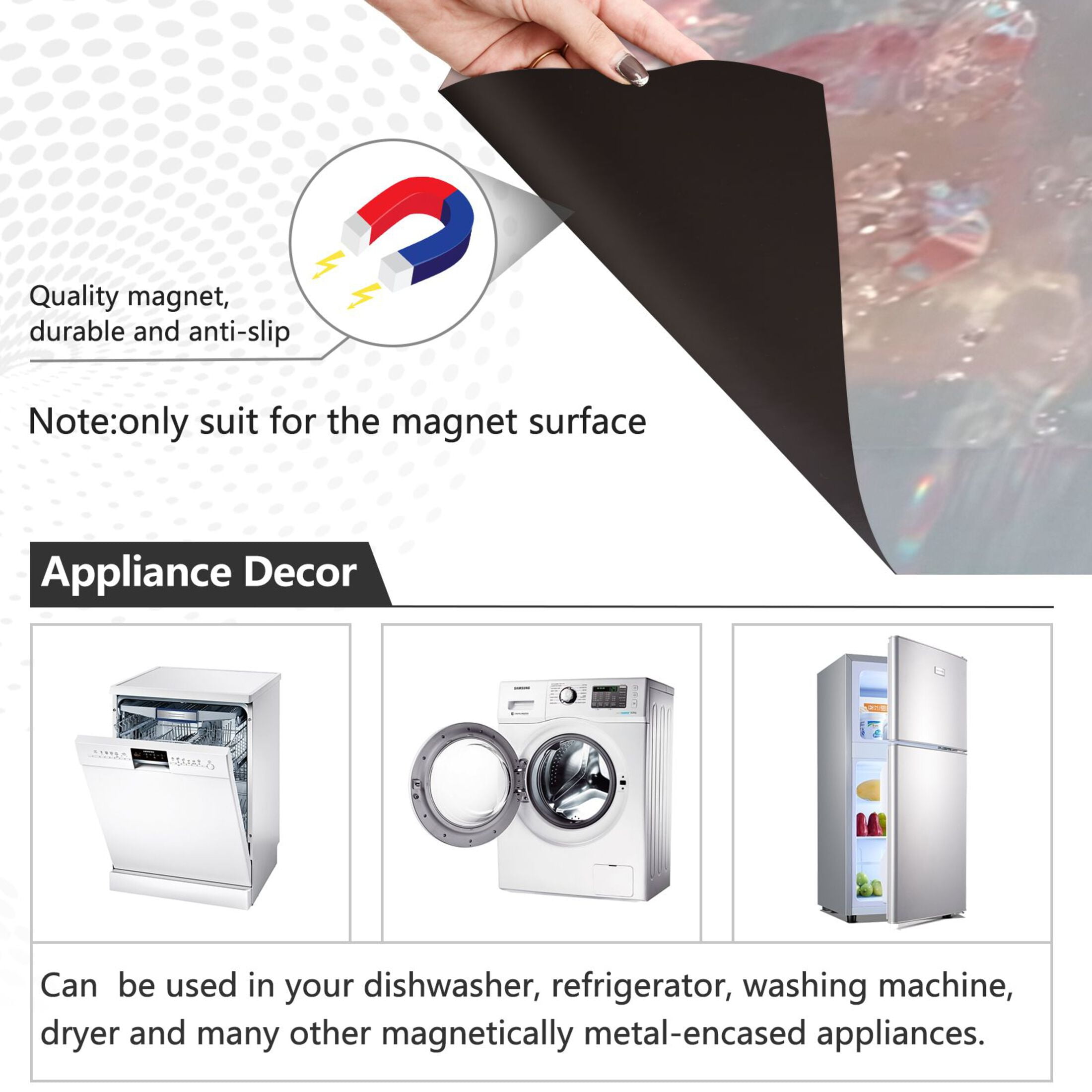 IAUYY Magnetic decorative sticker - 23x26 Inch PVC Refrigerator Decorative Cover, Removable DIY Art for Kitchen Appliances Crystal Drift Wallpaper