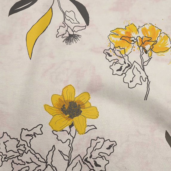oneOone Cotton Jersey Light Beige Fabric Floral Botanical Floral With Texture Sewing Fabric By The Yard Printed Diy Clothing Sewing Supplies 58 Inch Wide