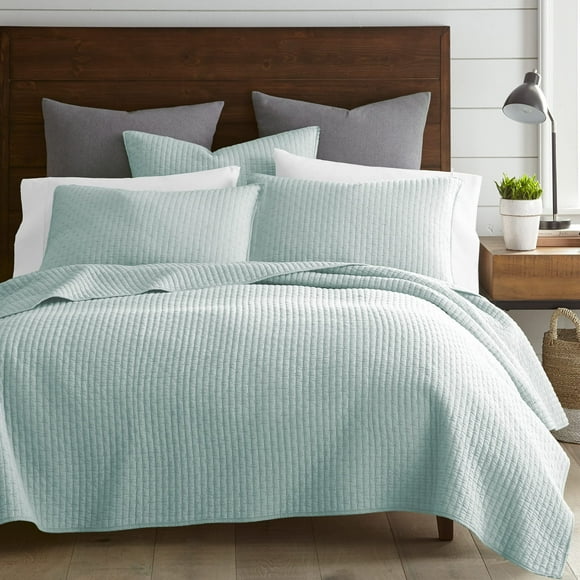 Levtex Home - Cross Stitch Blue Haze Quilt Set - 100% Cotton - Twin/Twin XL Quilt (68x86in.) + 1 Standard Sham (26x20in.) - Reversible - Cotton Fabric