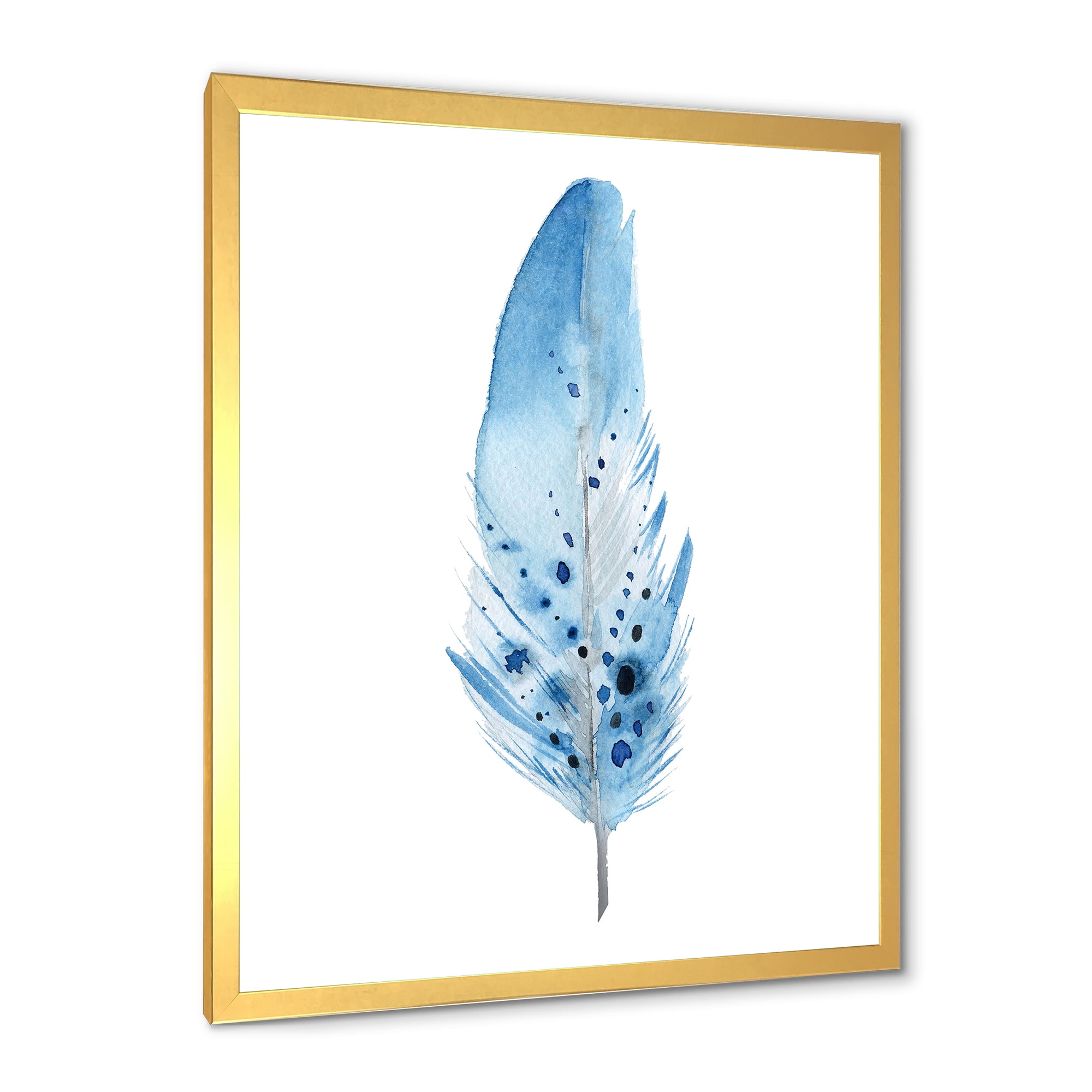 Designart 'Abstract Blue Boho Feathers' Bohemian & Eclectic Framed Art Print