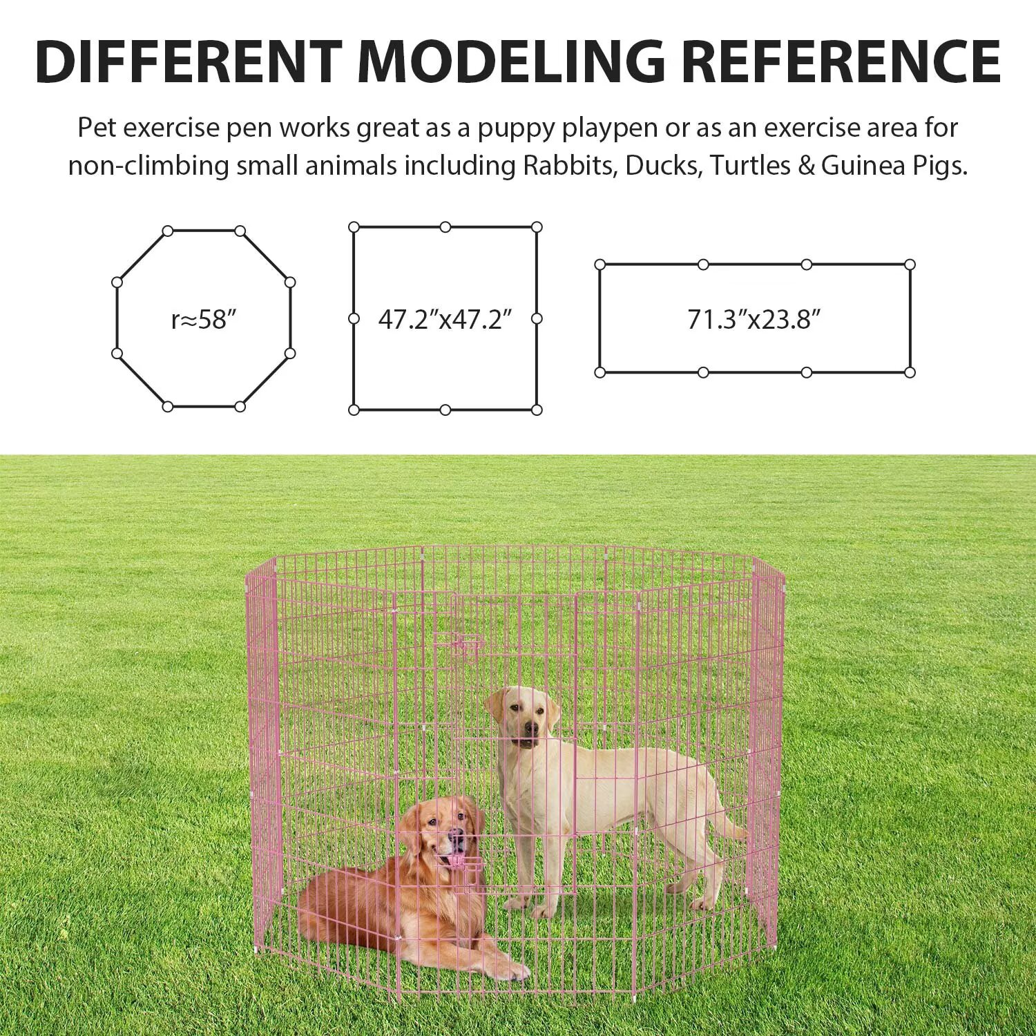 YRLLENSDAN,42In,8 Panel,Outdoor Dog Fence,Puppy Play Pen for Indoors,Dog Play Pen Indoors,Easy To Assemble and Store,Foldable,Pink