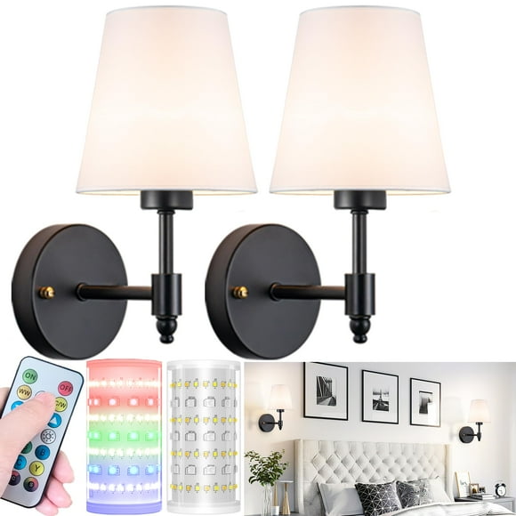 Apliques de pared a pilas Nekhung RGB con control remoto, set