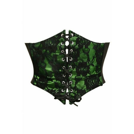 

Lavish Green With Black Lace Overlay Corset Belt Cincher