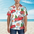 thumbnail image 4 of Goofa Watercolor Red Truck And Fir Tree Hawaiian Shirt for Men, Unisex Summer Beach Casual Short Sleeve Button Down Shirts,Aloha Tropical Floral print shirt-, 4 of 9
