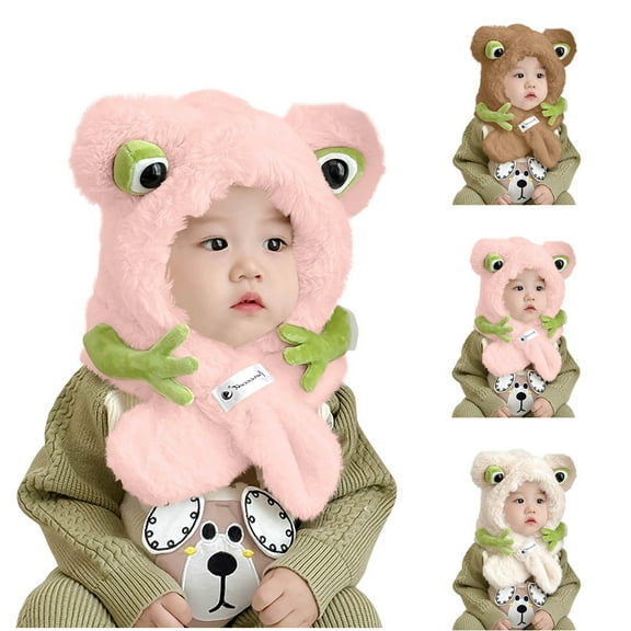 Nmnitkp Knit Hats Winter Fleece Lining Skiing Winter Caps for Boys and Girls Cute Animal Character with Warm Ear Flap 6 months -2 Years Pink