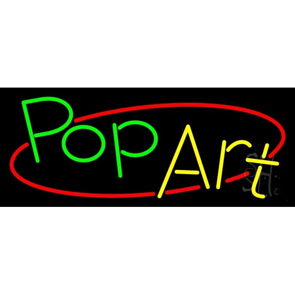 Green Pop Yellow Art LED Neon Sign 13 x 32 - inches, Black Square Cut Acrylic Backing, with Dimmer - Bright and Premium built indoor LED Neon Sign for caf, club, party, event and stroefront.