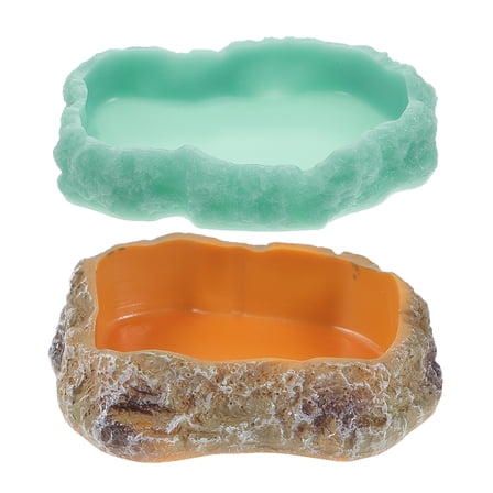 Reptile Feeding Bowl Set of 2 Resin Food and Water Dishes for Lizards Tortoises Small Pets