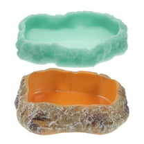 Reptile Feeding Bowl Set of 2 Resin Food and Water Dishes for Lizards Tortoises Small Pets