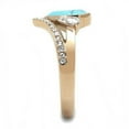 thumbnail image 3 of Womens Rose Gold Ring Anillo Para Mujer Stainless Steel Ring with Synthetic Turquoise in Sea Blue Ortona, 3 of 4