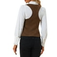 thumbnail image 3 of INSPIRE CHIC Women's Plaid Button Down Sleeveless Faux Suede Panel Vintage Waistcoat Vest XS Brown, 3 of 6