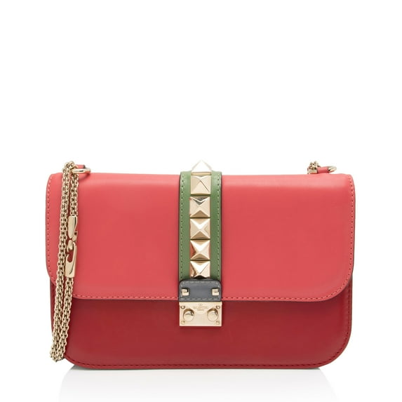 Pre-Owned Valentino Calfskin Glam Lock Medium Shoulder Bag