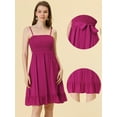 thumbnail image 2 of Unique Bargains Robe Cami d'Été à Bretelles Spaghetti Smockée pour Femmes Fuchsia TG, 2 of 4