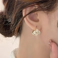 thumbnail image 4 of Dainty Flower Hoop Earrings Cute Colorful Pearl Rhinestone Floral Earrings Lightweight Blossom Statement Earrings Jewelry Accessory for Women Wife, 4 of 7