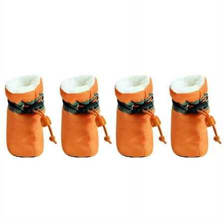 GASTROPOD 4Pcs Dog Shoes Waterproof Soft Gel Sole Dog Boots Anti-Slip Soft Gel Sole Dog Socks with Reflective Strap Dog Rain Boots 4.4x3.6cm Orange