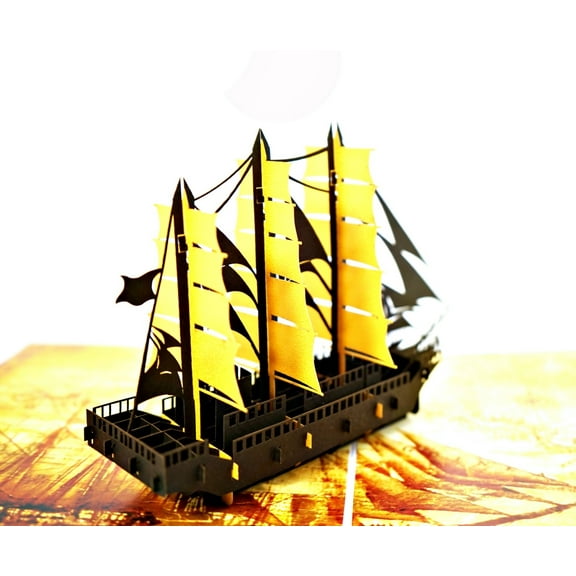 Sailboat Tall Ship Pop Up Card,3D Greeting Card, Thank You Card, Boat Card, Pop Up Birthday Card, Fathers Day Card, Graduation, Retirement, Anniversary, Get Well, Congratulations