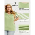 thumbnail image 3 of SHEWIN Womens V Neck T-Shirts Casual Stripe Trim Short Sleeve Loose Fit Fashion Light Green Oversized Blouse 3XL, 3 of 10