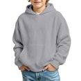 thumbnail image 3 of Boys Solid Hoodie Pullover, Long Sleeve Sweatshirt with Pouch Pocket for Fall, 3 of 4