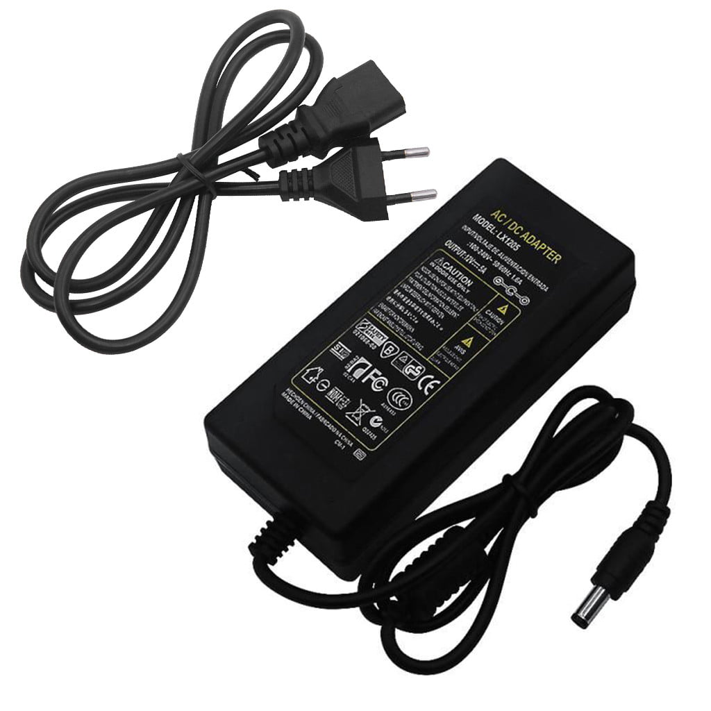 12V 5A 60W Power Supply AC to DC Adapter for 5050 3528 Flexible LED Strip Light,