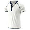 thumbnail image 3 of YDLCAFD Male Spring And Summer Retro Business Casual Travel Multi Buttons O Neck Solid Color T Shirt Short Sleeve Top, 3 of 5