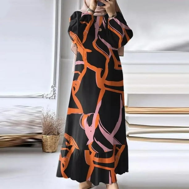 WILLBEST Vestidos para Mujer Abaya para Mujer, Vestido de Manga Larga, Ropa de Oración, Caftán Informal Mediana