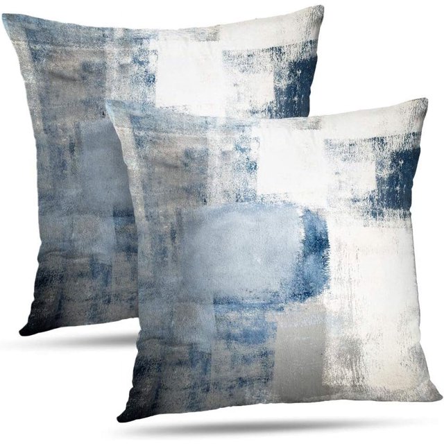 Juego de 2 fundas de cojín decorativas contemporáneas en color turquesa y gris para el hogar, para dormitorio, sofá, sala de estar, 18 x 18 pulgadas