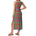 thumbnail image 4 of Sleeveless Plaid Print Casual Midi Dress for Women with V Neck and Adjustable Straps Loose Fit Summer Sundress Light Green B XL, 4 of 5