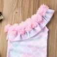 thumbnail image 5 of Aunavey Kid Toddler Baby Girl Summer Swimsuit Flower Ruffle Mermaid Fish Scale Swimwear, 5 of 6