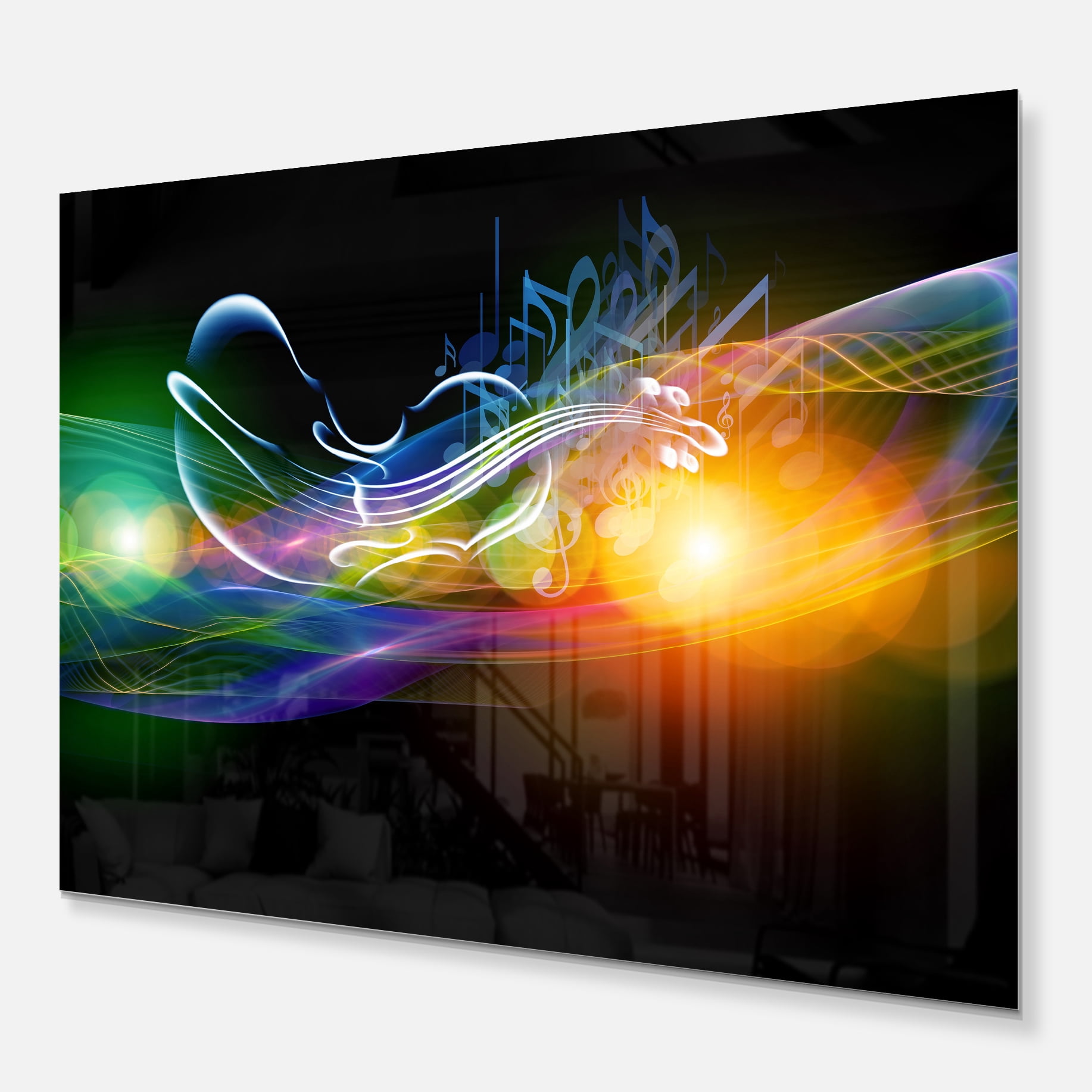 Designart 'Waves of Music Fractal Design ' Abstract Metal Wall Art Print