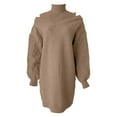 thumbnail image 5 of Fiaer Sweater Dresses for Women Turtleneck Long Sleeve Thermal Warm Loose Fit Casual Trendy Mini Dress Khaki XL, 5 of 5