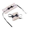 thumbnail image 2 of Maid Accessories Ruffled Bowknot Bracelet Lolita Hand Muñequeras para accesorios, Halloween, disfraz, vestido , boda Negro Hugo Muñequeras Lolita, 2 of 7