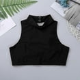 thumbnail image 3 of LiiYii Kids Girls Mock Neck Basic Sleeveless Dance Crop Top Criss Cross Back Tank Vest Tops Jazz Latin Dance Sports Bra Black 8, 3 of 7