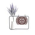 thumbnail image 1 of Four Blessings China Chinese Symbol Artificial Lavender Flower Vase Bottle Card, 1 of 2