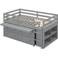 thumbnail image 3 of Twin Size Low Loft Bed with Retractable Writing Desk and 4 Drawers,Wooden Loft Bed with Lateral Portable Desk and Shelves, 3 of 8