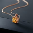thumbnail image 4 of Gem Stone King 2.17 Ct Cushion Checkerboard Yellow Citrine 18K Rose Gold Plated Silver Pendant, 4 of 4